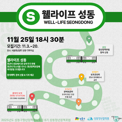 2025년 성동구 청년정책포럼 - 웰라이프(Well-Life) 성동 참여자 모집