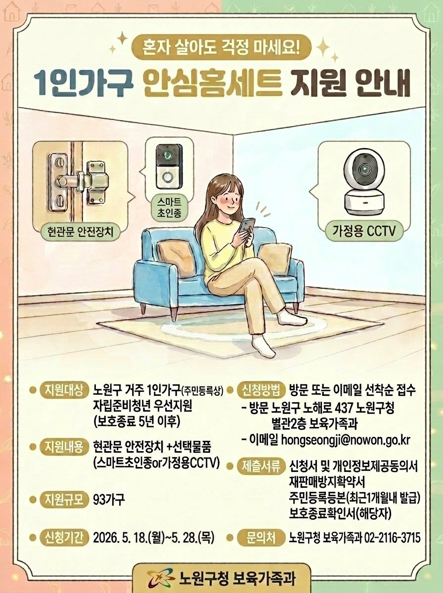 2026년 1인가구 안심홈세트 홍보 포스터(세로형)